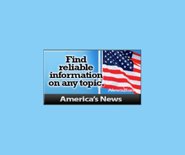 A graphic with the text Find reliable information on any topic. Americas News next to an image of the American flag on a blue background.