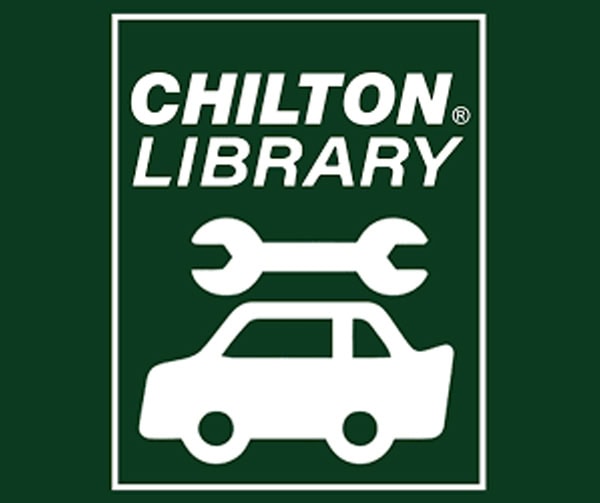 Chilton Library logo featuring a white car and a wrench icon beneath the words CHILTON LIBRARY on a dark green background.