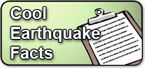 A green rectangle with the words Cool Earthquake Facts on the left and an illustration of a clipboard with a sheet of paper on the right.