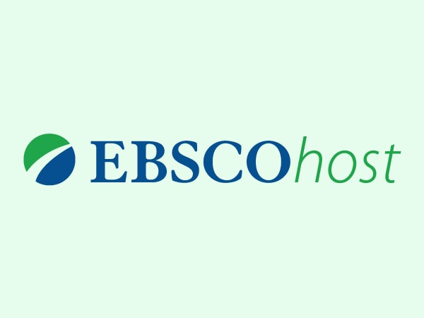 The EBSCOhost logo featuring a blue and green circular icon to the left of the word EBSCOhost, with EBSCO in blue and host in green on a pale green background.