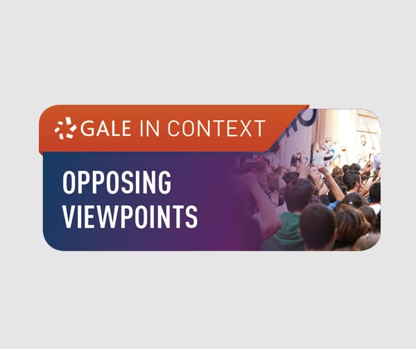 A digital banner with the text Gale In Context: Opposing Viewpoints over an image of a crowd gathered, some holding up phones or cameras, suggesting a public event or protest.