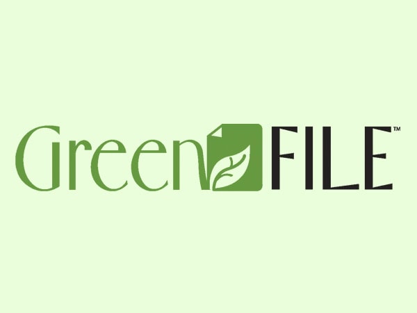 Green file logo on a green background