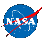 NASA logo featuring white letters NASA over a blue circle with white stars, a red swoosh, and a white orbit line.