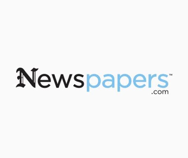 The Newspapers.com logo with News in black old-style font and papers.com in light blue modern font on a white background.