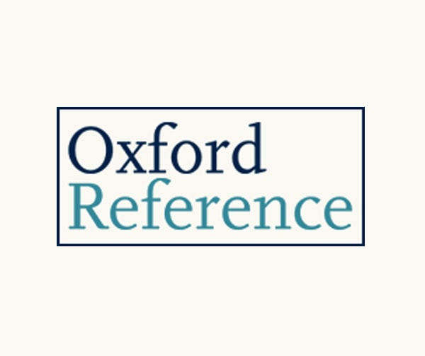 The image shows the Oxford Reference logo with the words Oxford Reference in dark blue and light blue text on a light background, framed by a dark blue rectangular border.