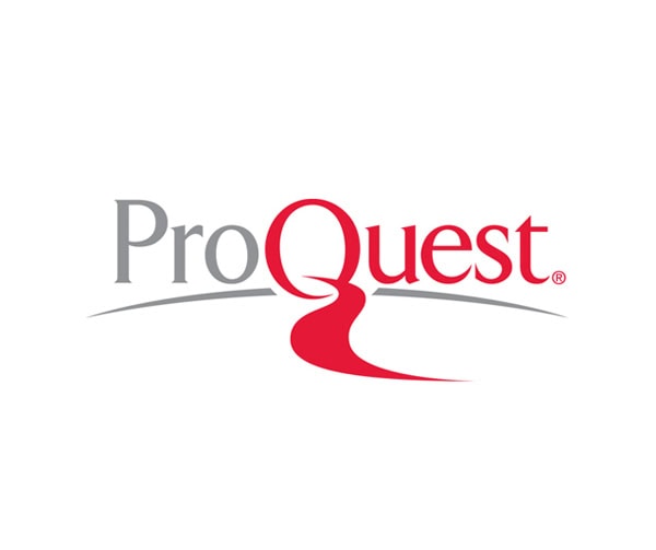 The ProQuest logo with the word ProQuest in gray and red letters. The red Q features a stylized path extending downward, curving to the right. The background is white.