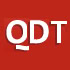 White letters QDT on a solid red background, with the tail of the letter Q extending slightly below the rest of the text.