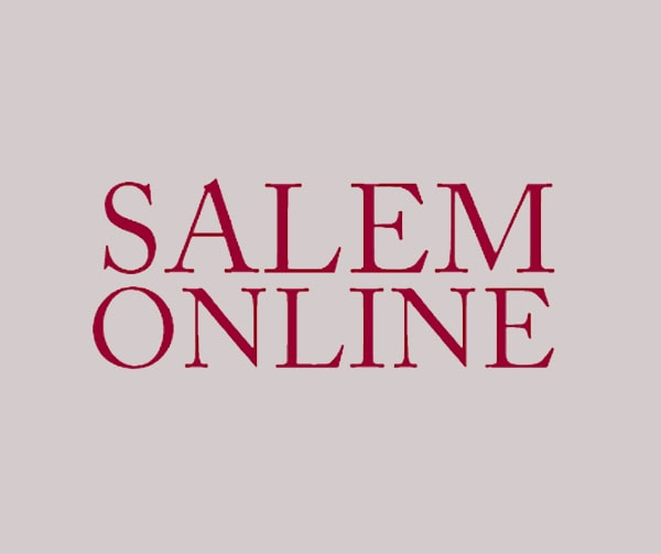 Red text in all capital letters reads SALEM ONLINE on a light gray background.